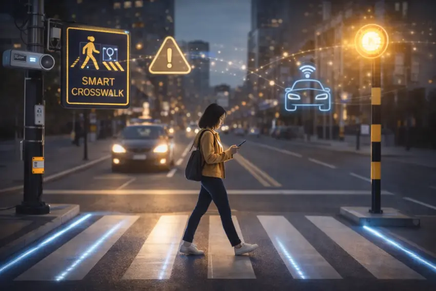 Cities Pilot “Smart Crosswalk” Systems After Rise in Near-Miss Reports